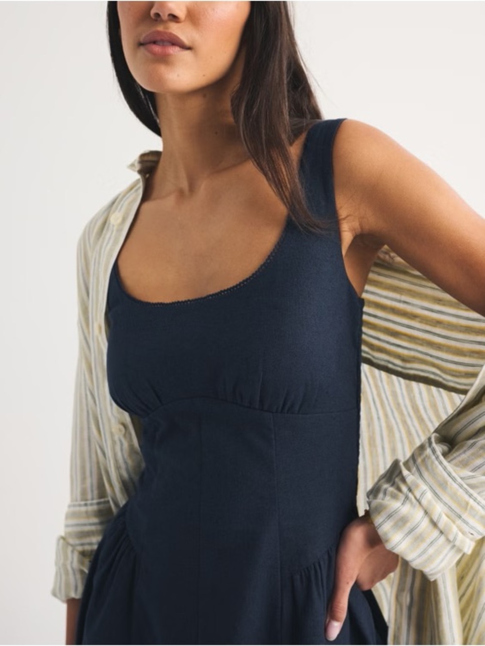 Abercrombie & Fitch Dylan Midi Dress in Navy Blue Size Small